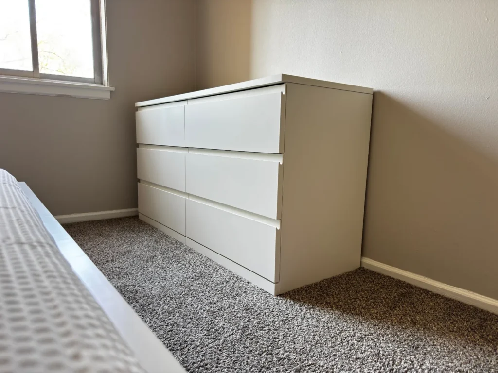 White IKEA MALM 6-drawer dresser assembled in Arlington Heights, IL
