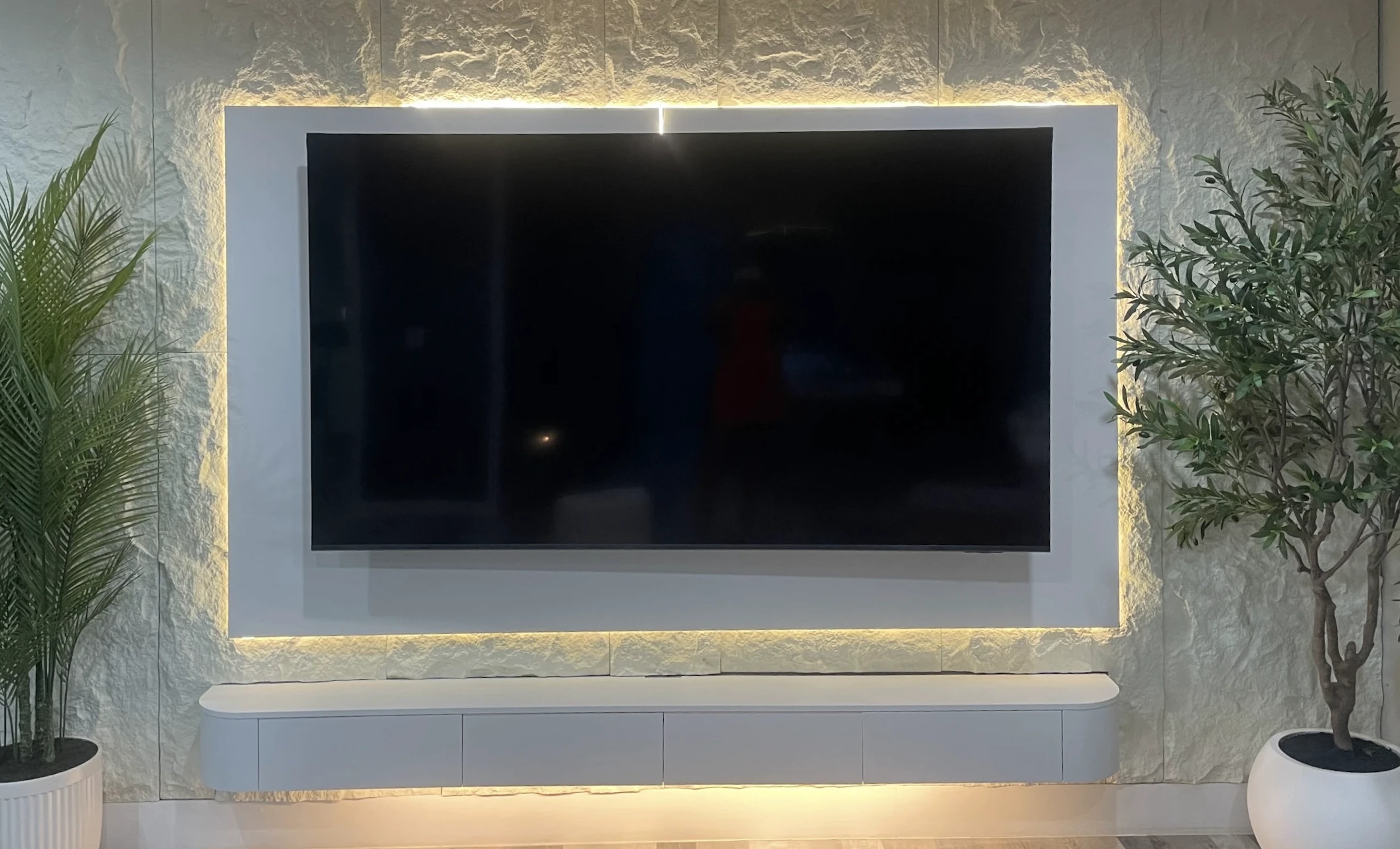 TV Feature Wall Installation in Barrington, IL | North-WoodCraft